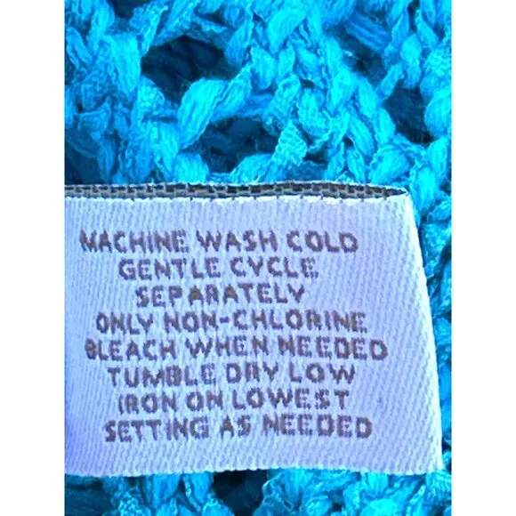 Chicos Halo Open Knit Riviera Pullover Aqua Blue Short Sleeve Sweater Top Size 0 - Picture 6 of 9